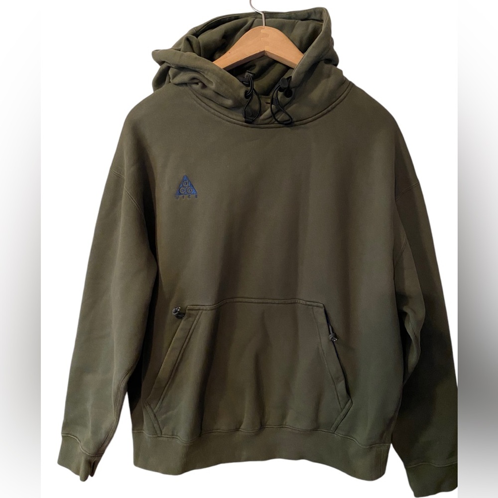 NIKE ACG OLIVE GREEN THICK HOODIE MENS SZ MEDIUM